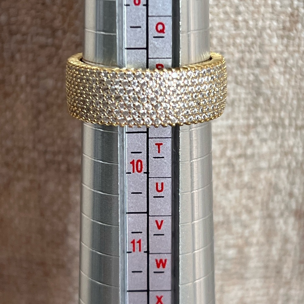 Gold over sterling silver Pavé Wide Band Ring - Elegant Women's Jewelry